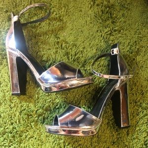 Nasty gal Metallic silver platform shoes